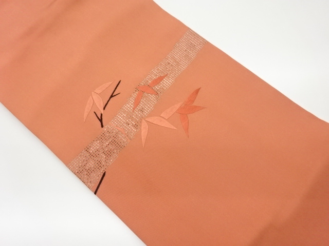 塩瀬汕頭刺繍笹模様名古屋帯